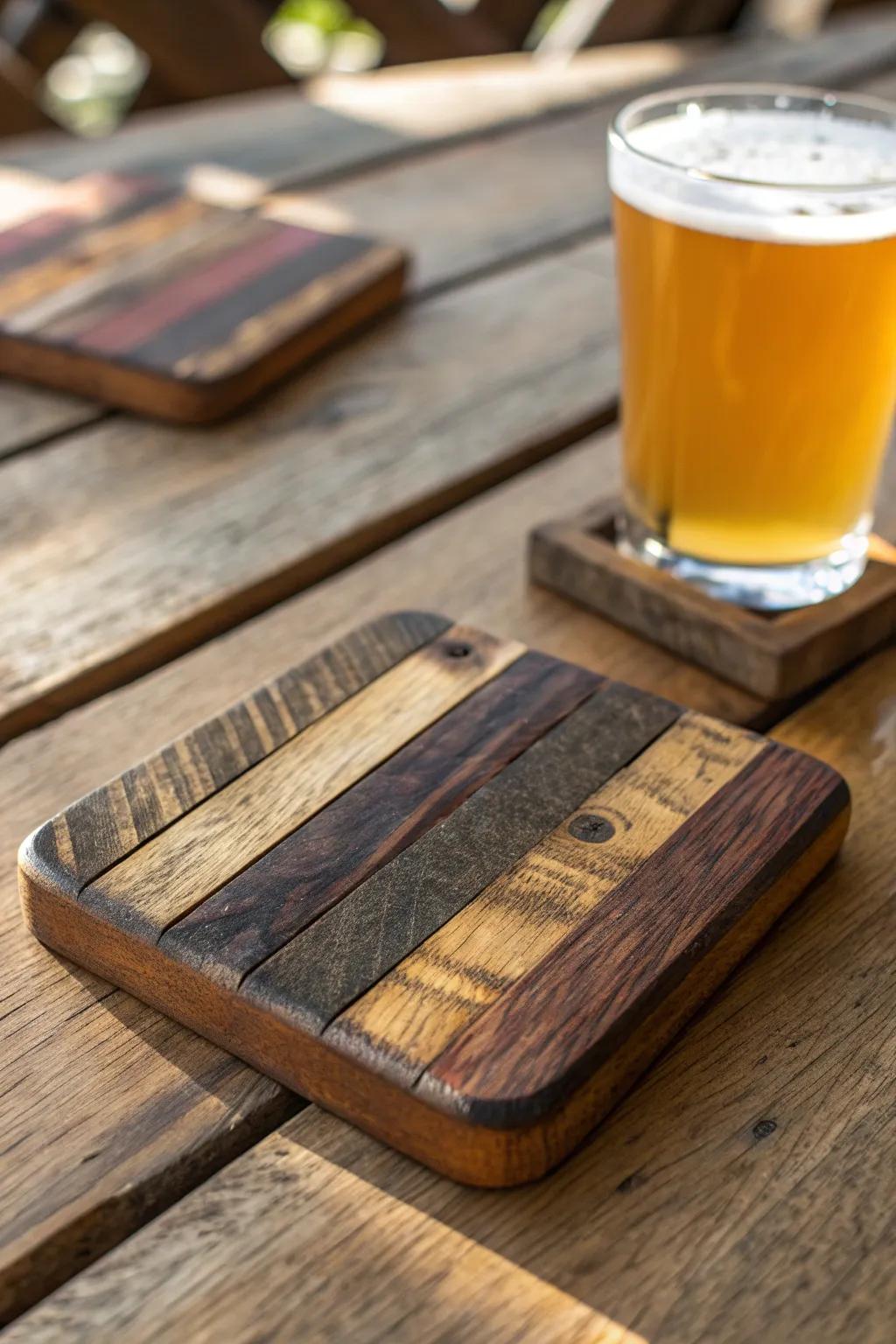 Elevate your coffee table with the rustic charm of handcrafted pallet wood coasters.
