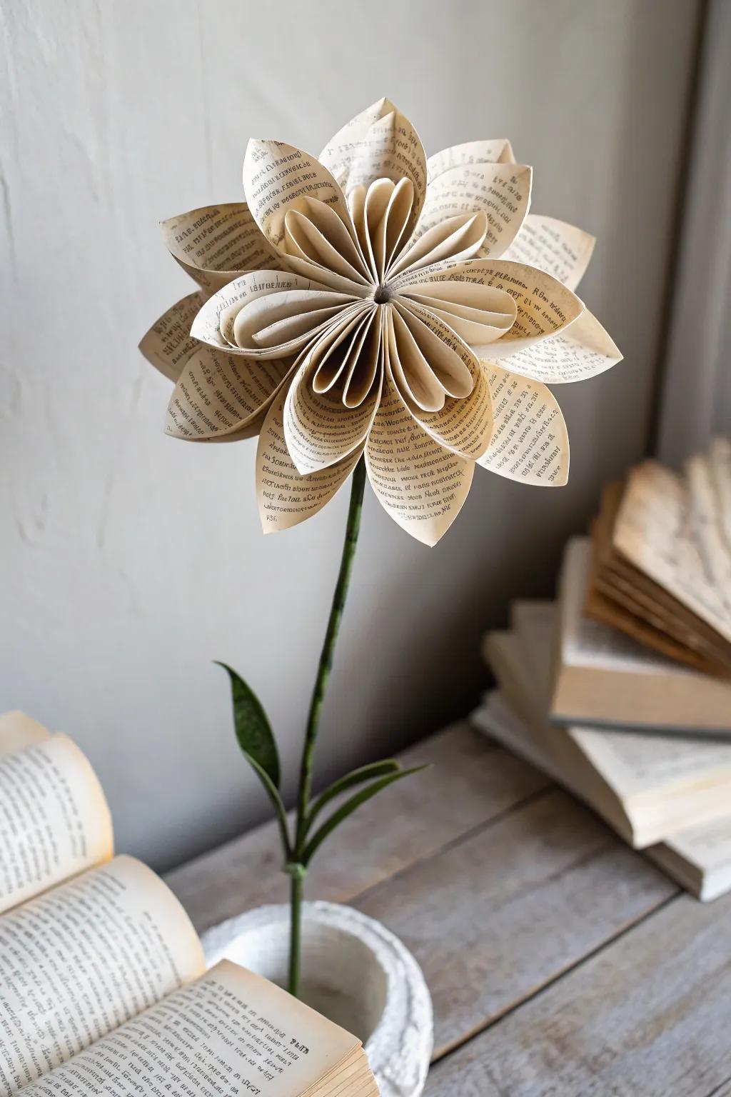 Transform vintage pages into timeless beauty with handcrafted book page flowers.