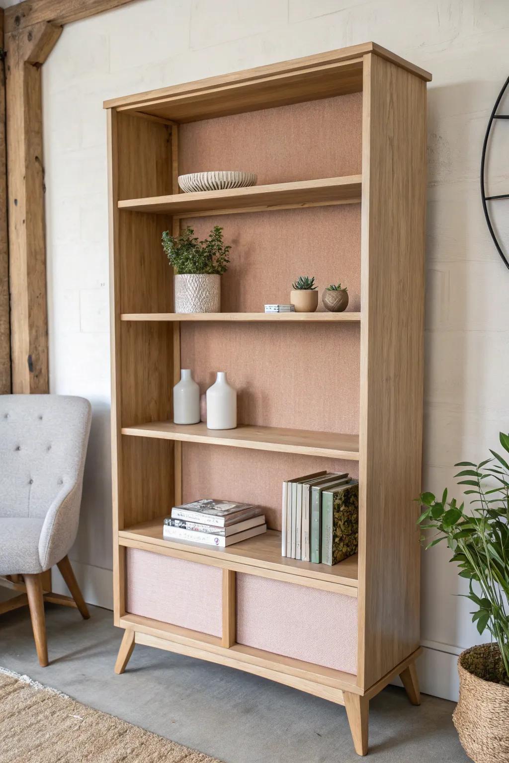 Elevate your space with a touch of elegance—discover the beauty of fabric-lined shelves in minimalist design.