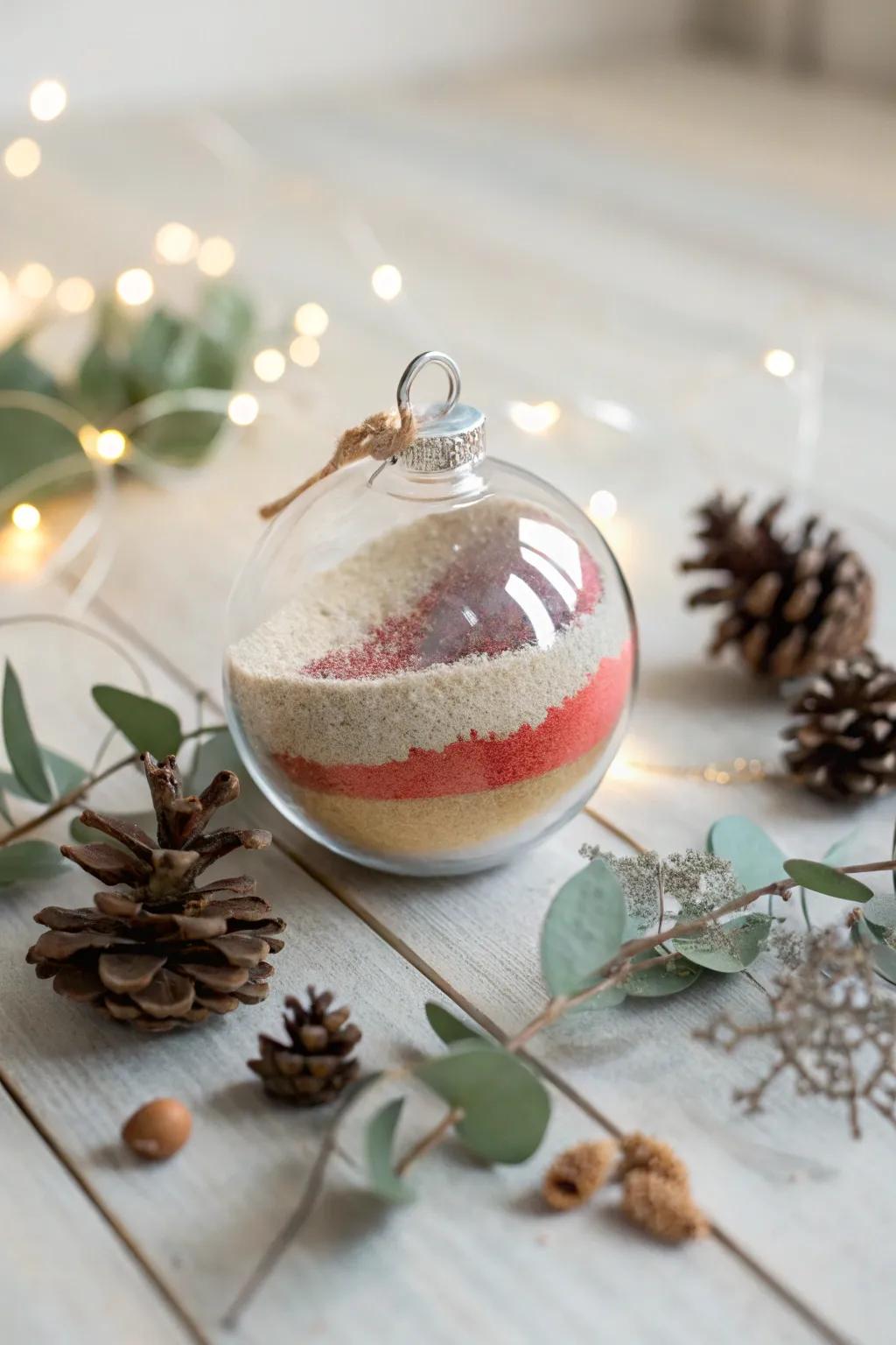 Crafted with love: Holiday sand ornaments that add a personal touch to your festive decor.