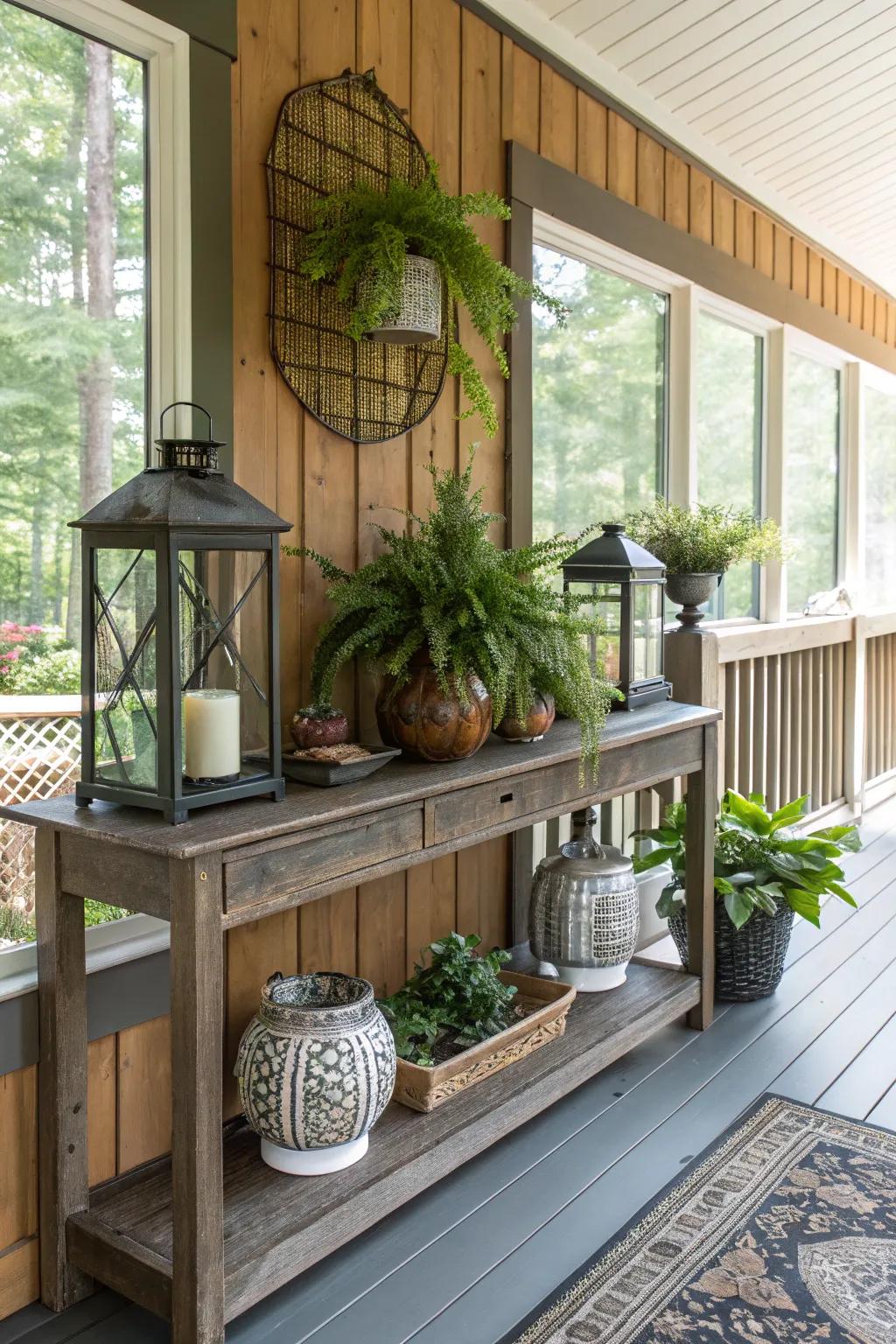 A console table adds elegance and storage.