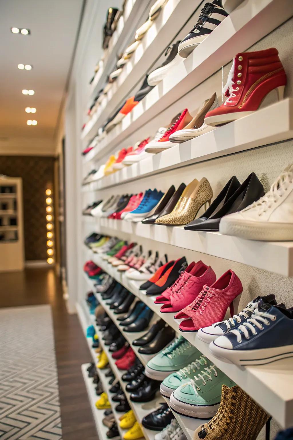 A custom shoe wall transforms your collection into a standout feature.