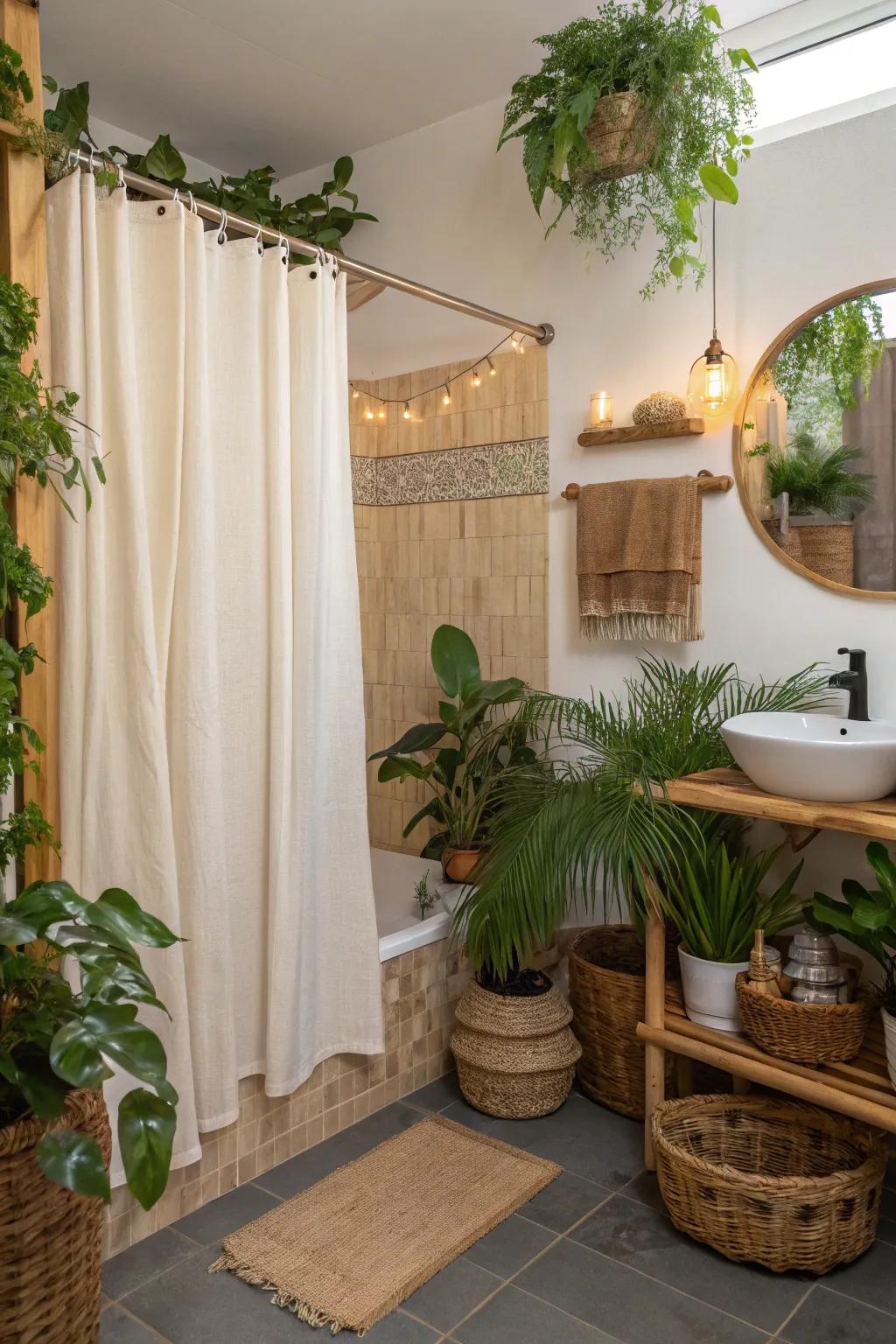 Bamboo rods offer sustainability and a calming natural vibe.