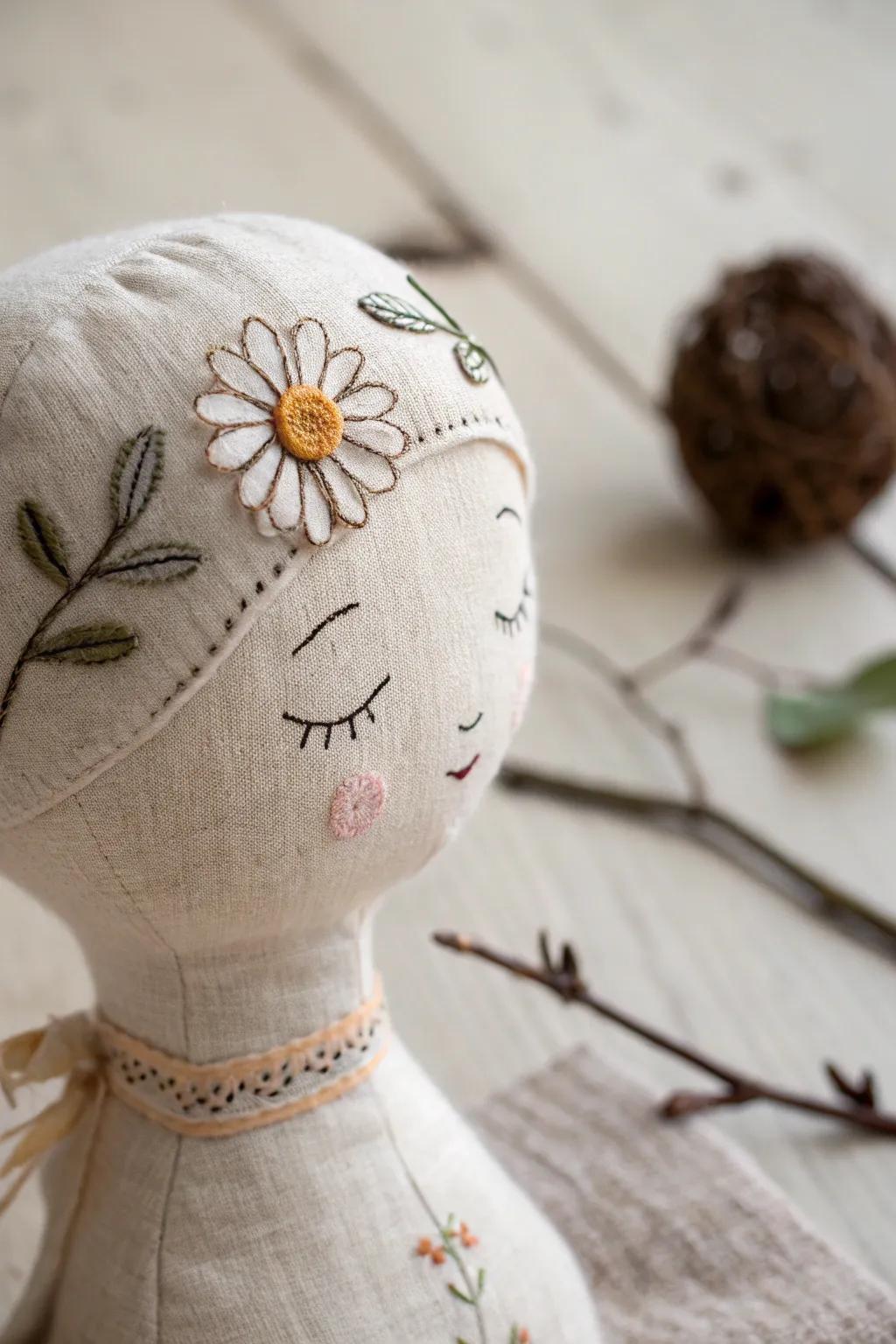 Embrace simplicity with a touch of whimsy – this handcrafted doll face is a charming blend of minimalism and nature's elegance.