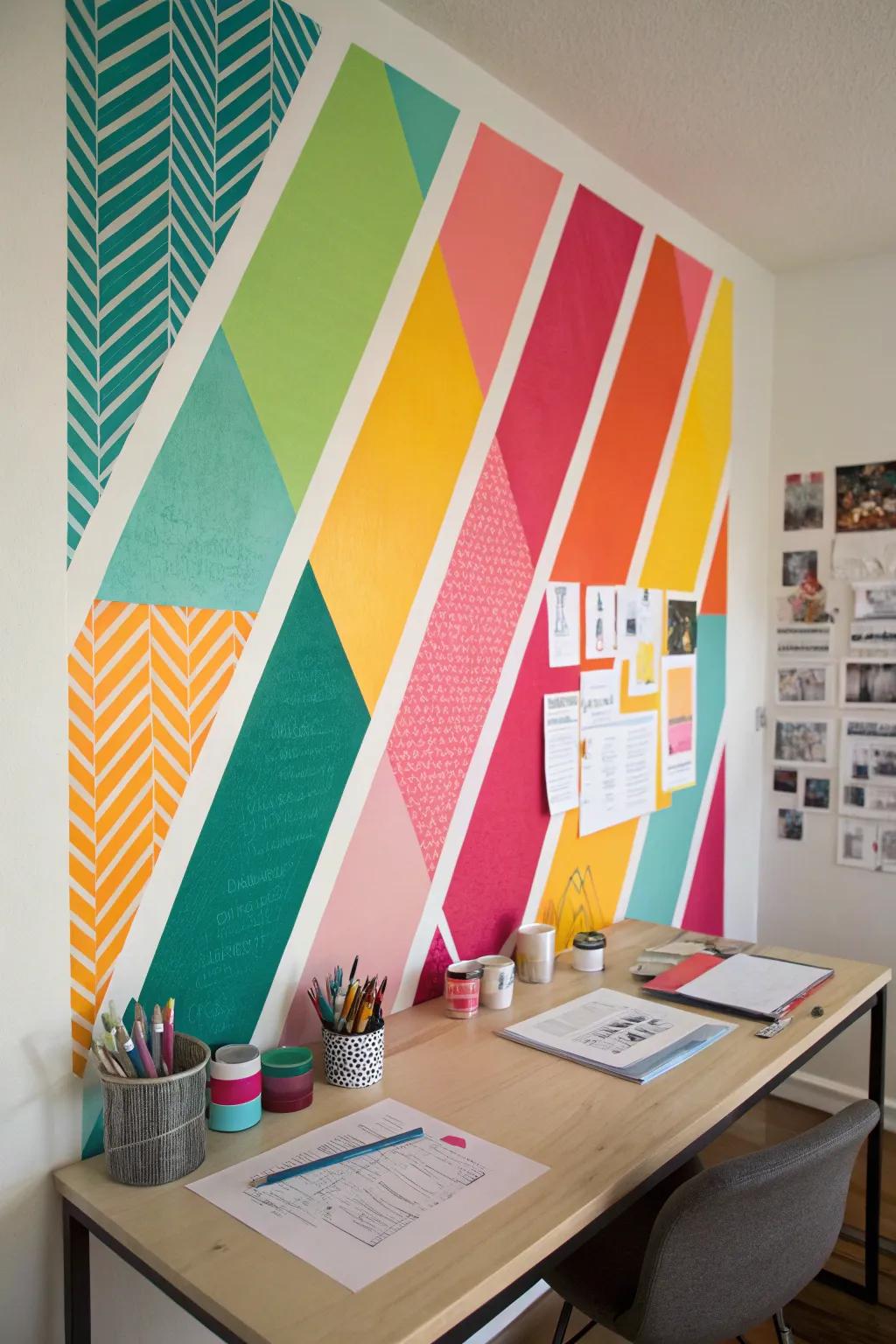 Inspire creativity with bold color block washi tape art.