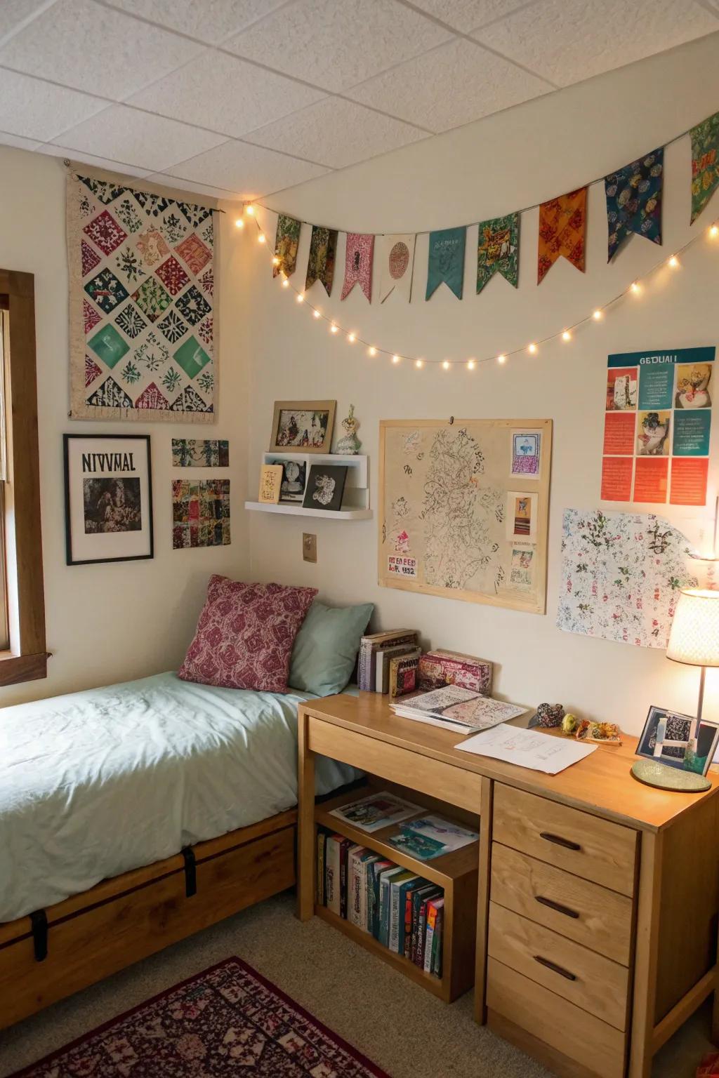 DIY decor adds a unique and personal touch to any dorm room.