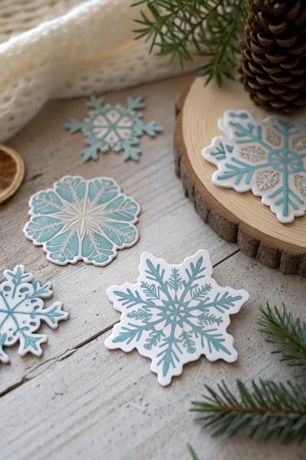 Capture the essence of winter with these exquisite hand-drawn snowflake stickers, perfect for a seasonal touch of elegance and simplicity.