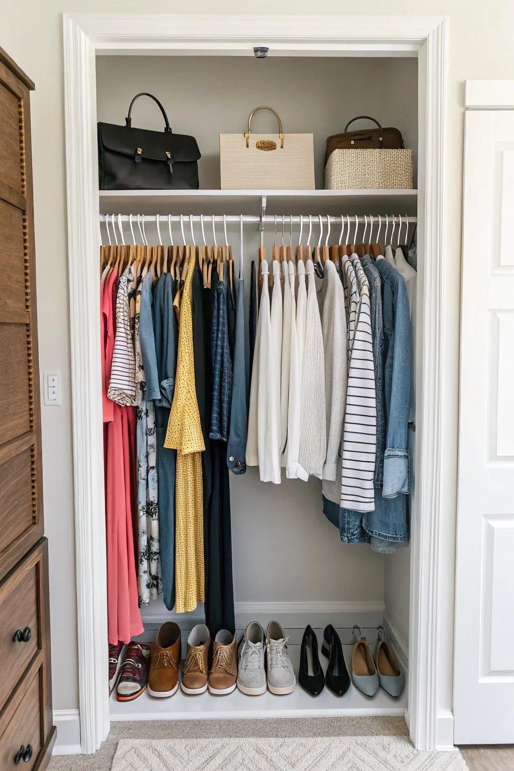 A capsule wardrobe minimizes clutter and maximizes space.