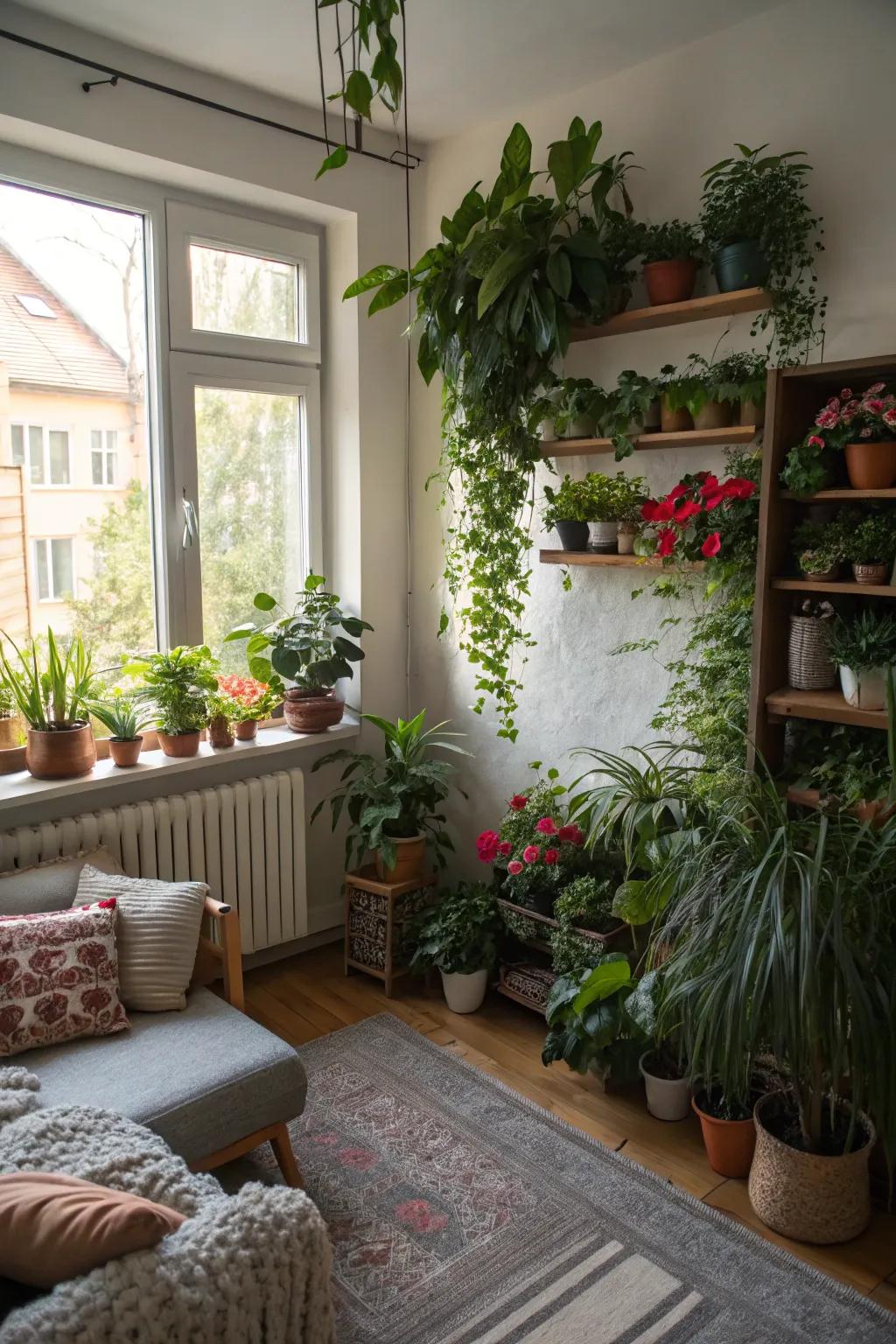 Plants add life and warmth to any room, regardless of size.