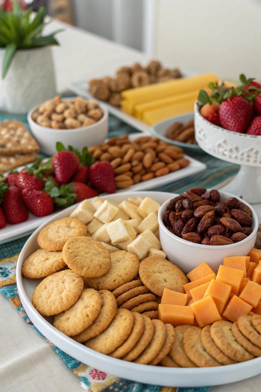 A mix of sweet and savory snacks keeps your guests satisfied.