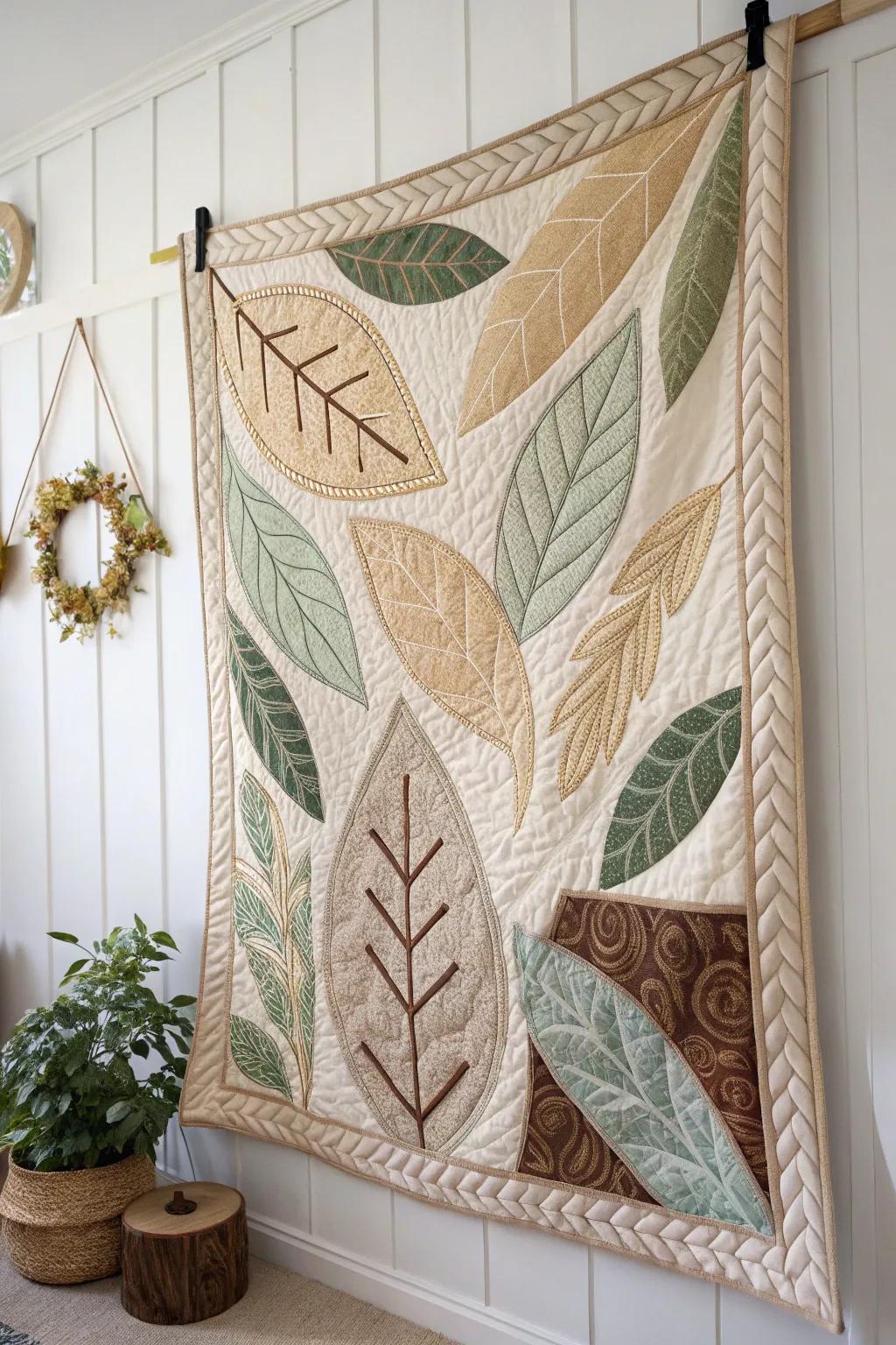 Embrace the beauty of nature indoors with this exquisite patchwork quilt, where craftsmanship meets the serene elegance of Scandinavian and Boho design.