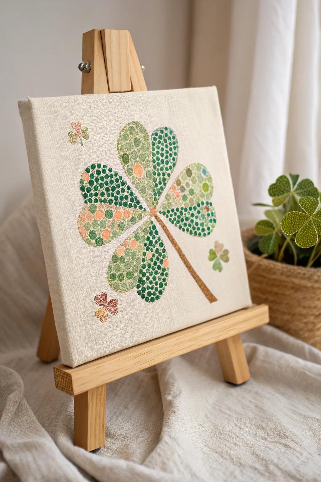 Celebrate creativity and simplicity with this charming Shamrock Dot Art, perfect for little artists!