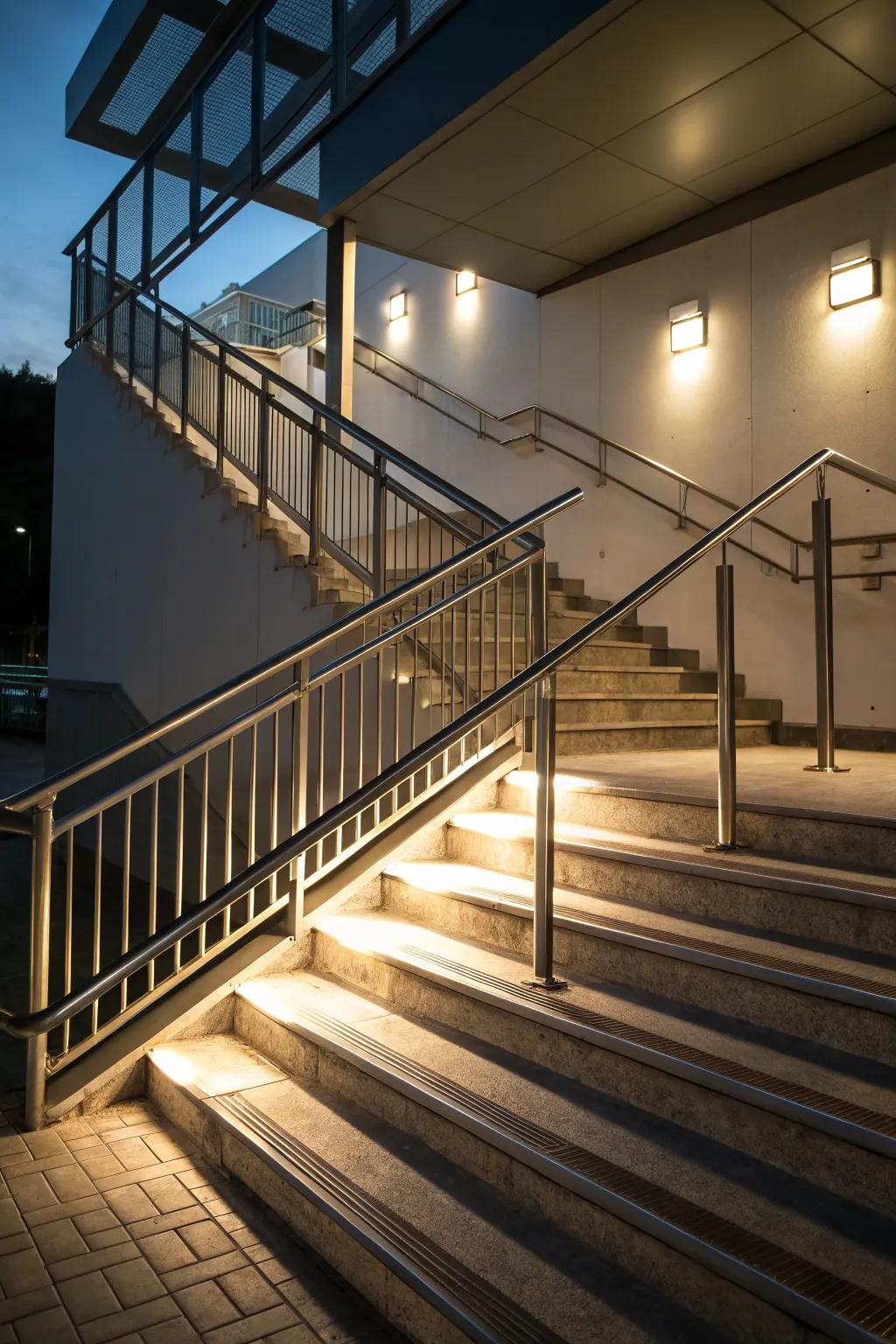 Track lighting accentuates architectural details in your stairwell.