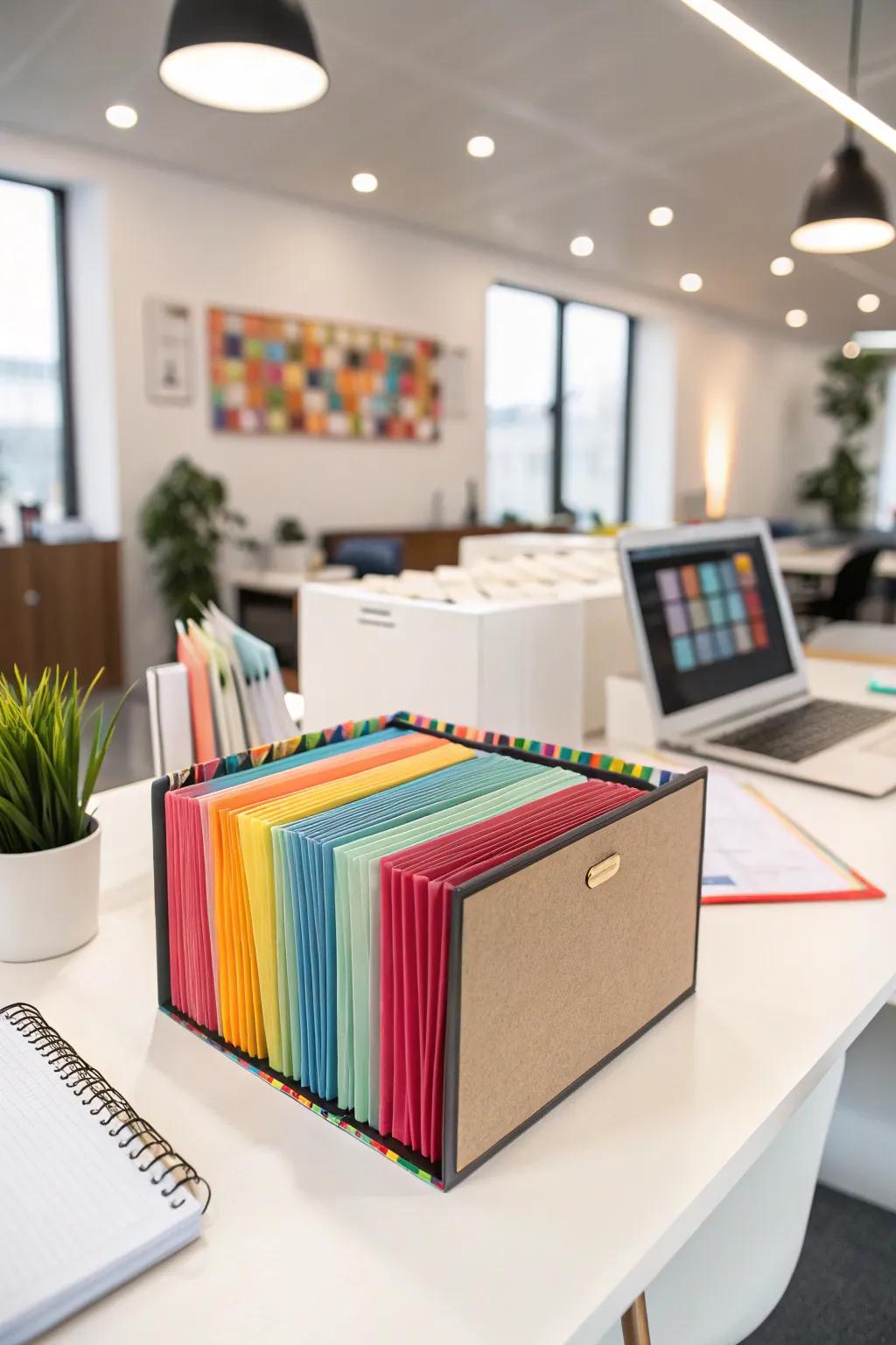 Accordion file method for organizing bulletin board borders efficiently.