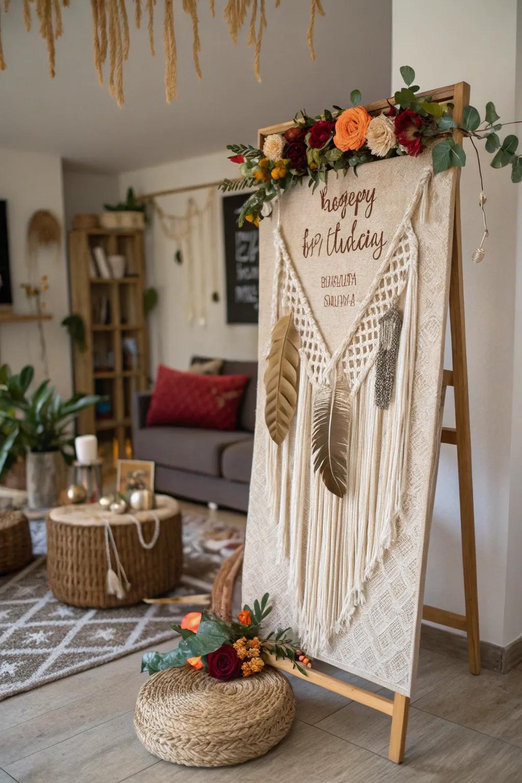 Boho chic birthday board.