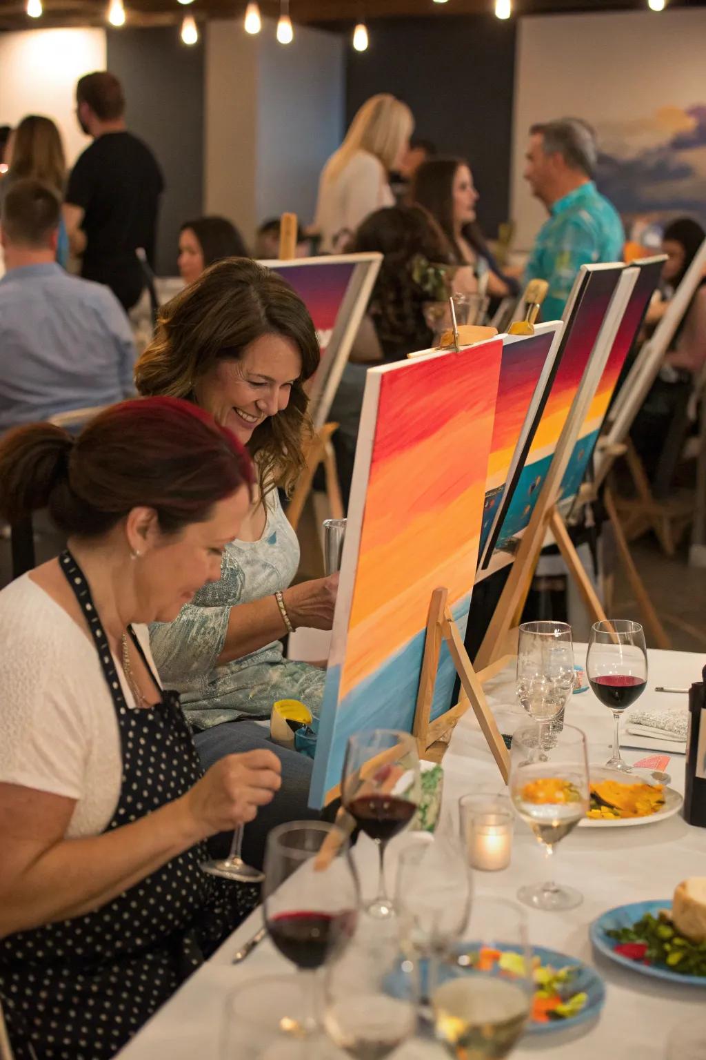 A paint and sip party is perfect for unleashing your inner artist.