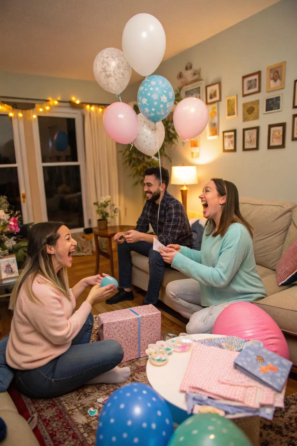 Guests enjoying lively and interactive games at the shower.