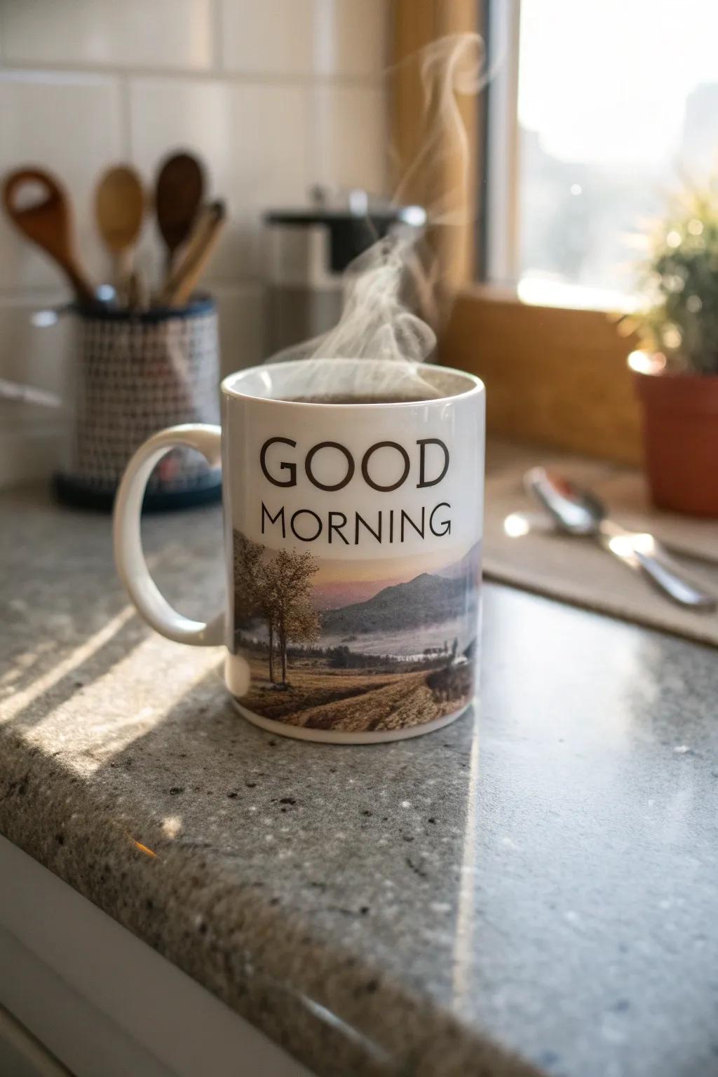 Enjoy a moment of reflection with a customized memorial mug.