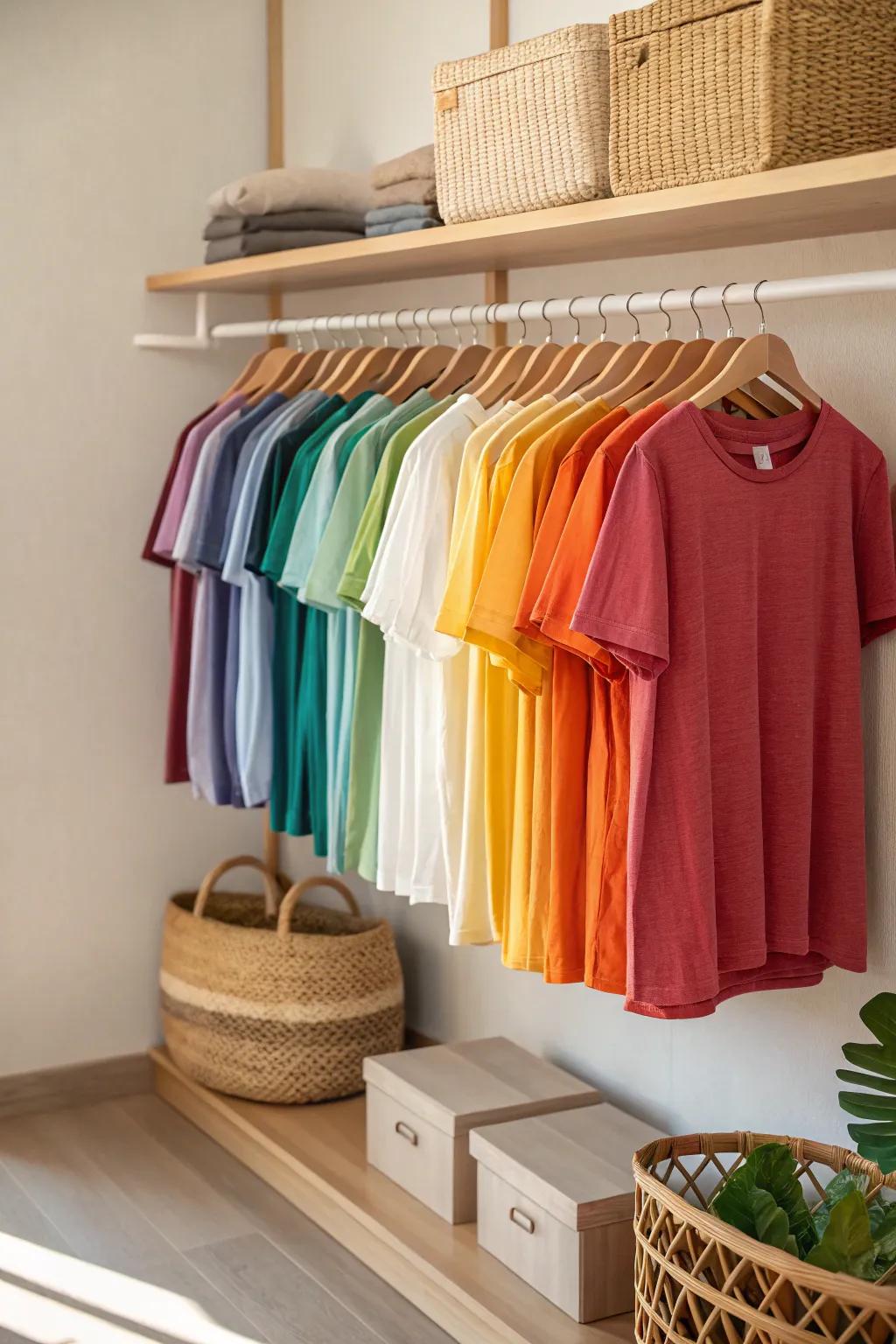 Transform your closet into a rainbow of simplicity and style, where every color finds its place.