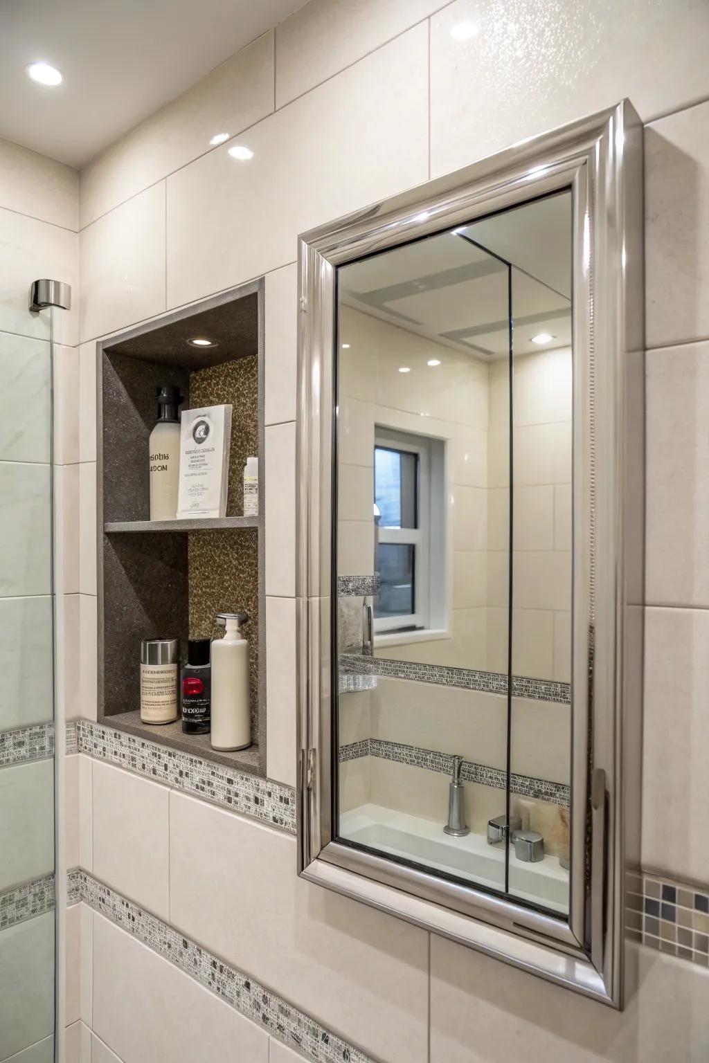 Mirror niches combine practicality with style.