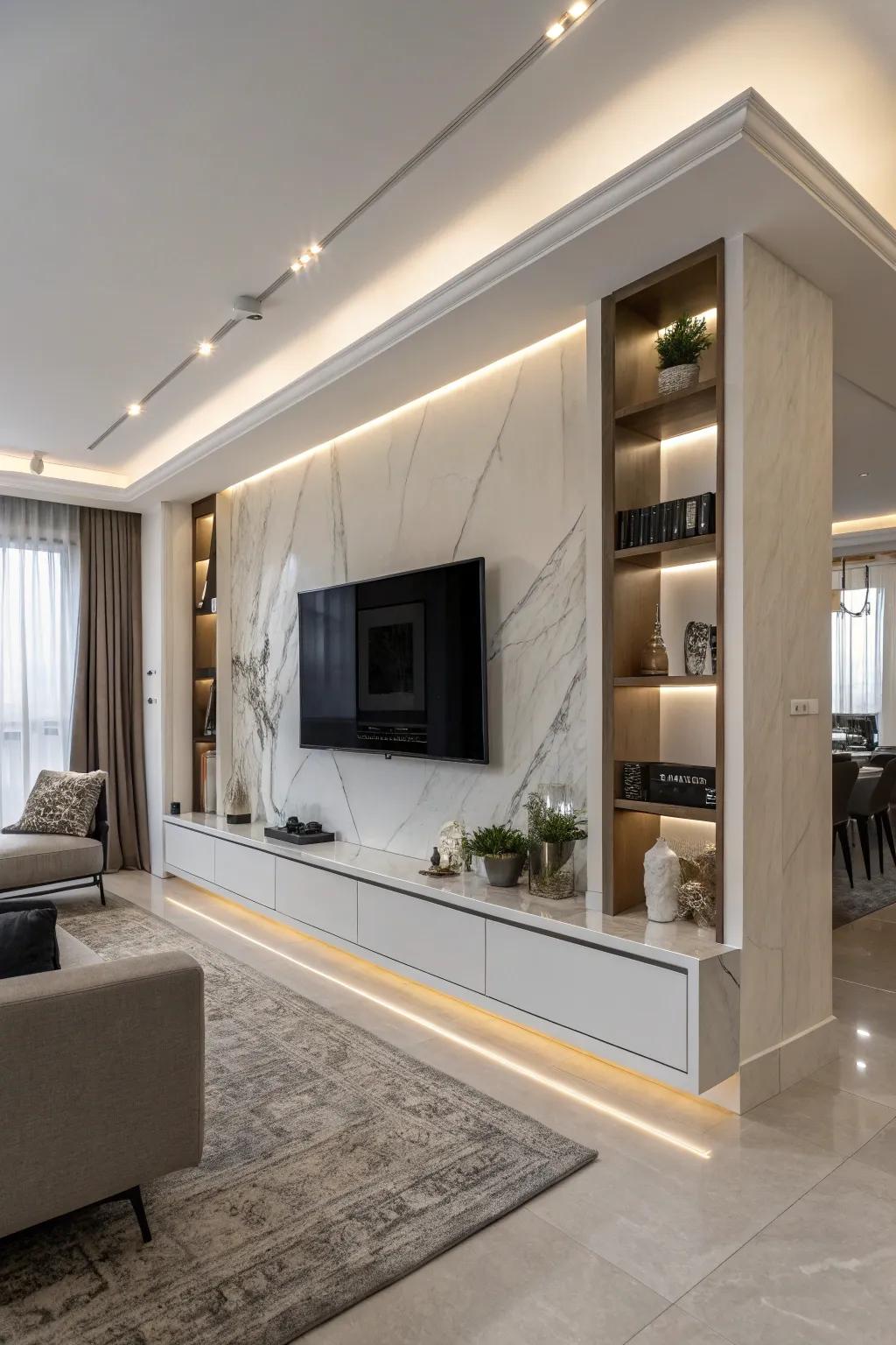 A recessed niche makes your TV feel like part of the wall.