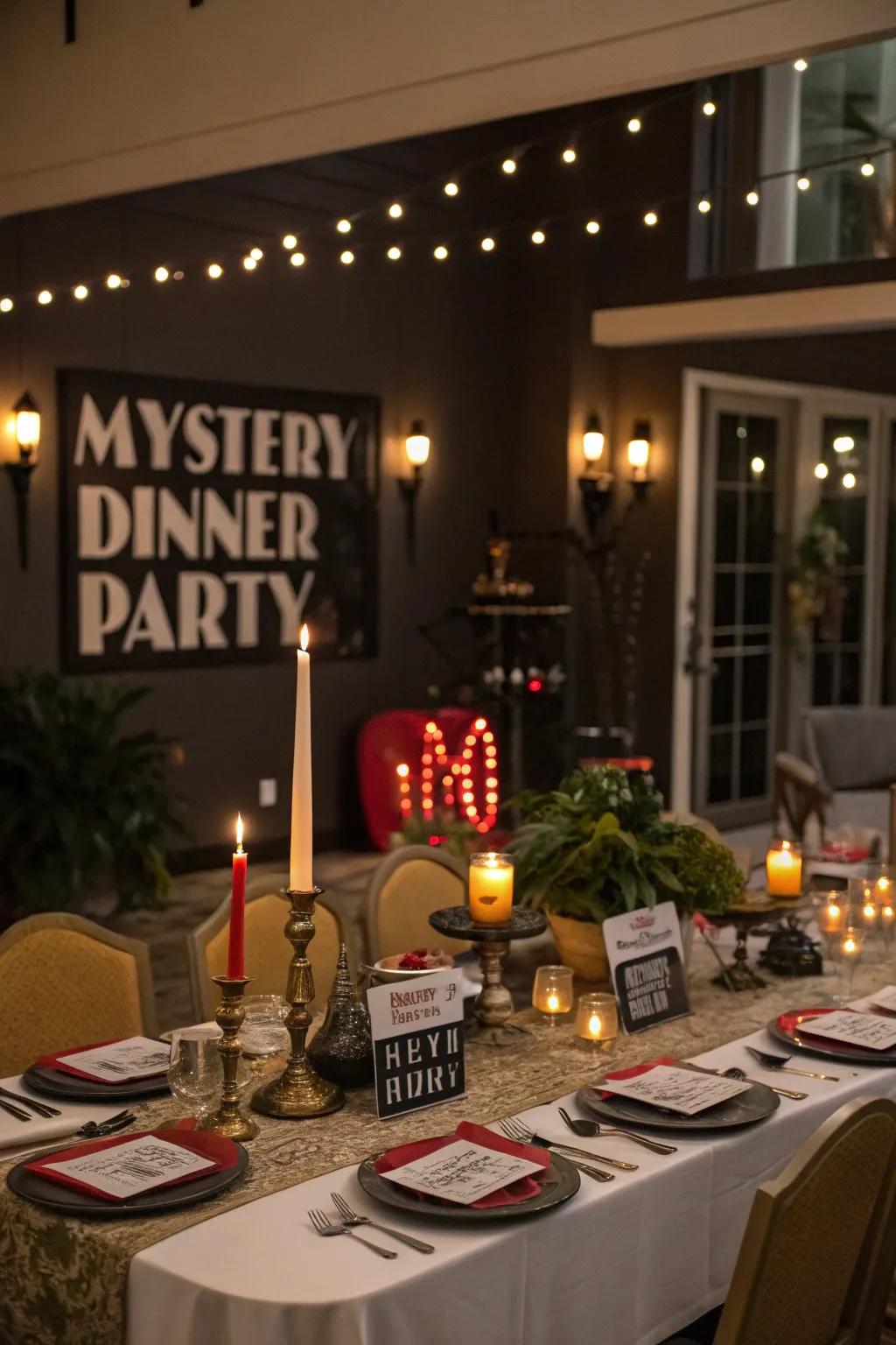 Dive into intrigue and fun with a mystery dinner party.