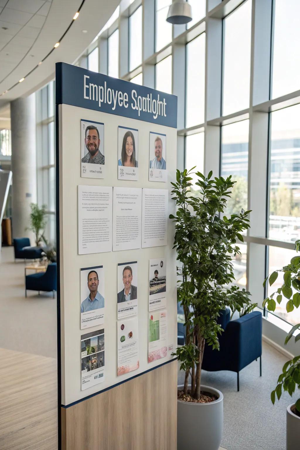 A board celebrating employee achievements and milestones.