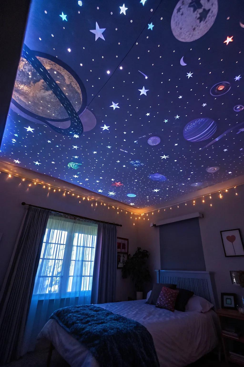 A space-themed projector turns bedtime into a celestial journey.