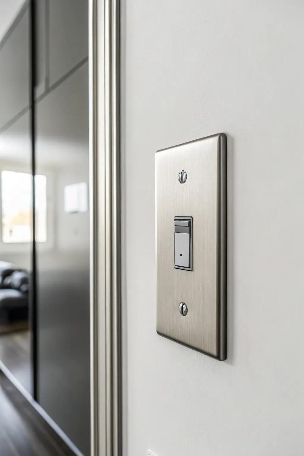 Minimalist metal switches that enhance a clean, modern aesthetic.