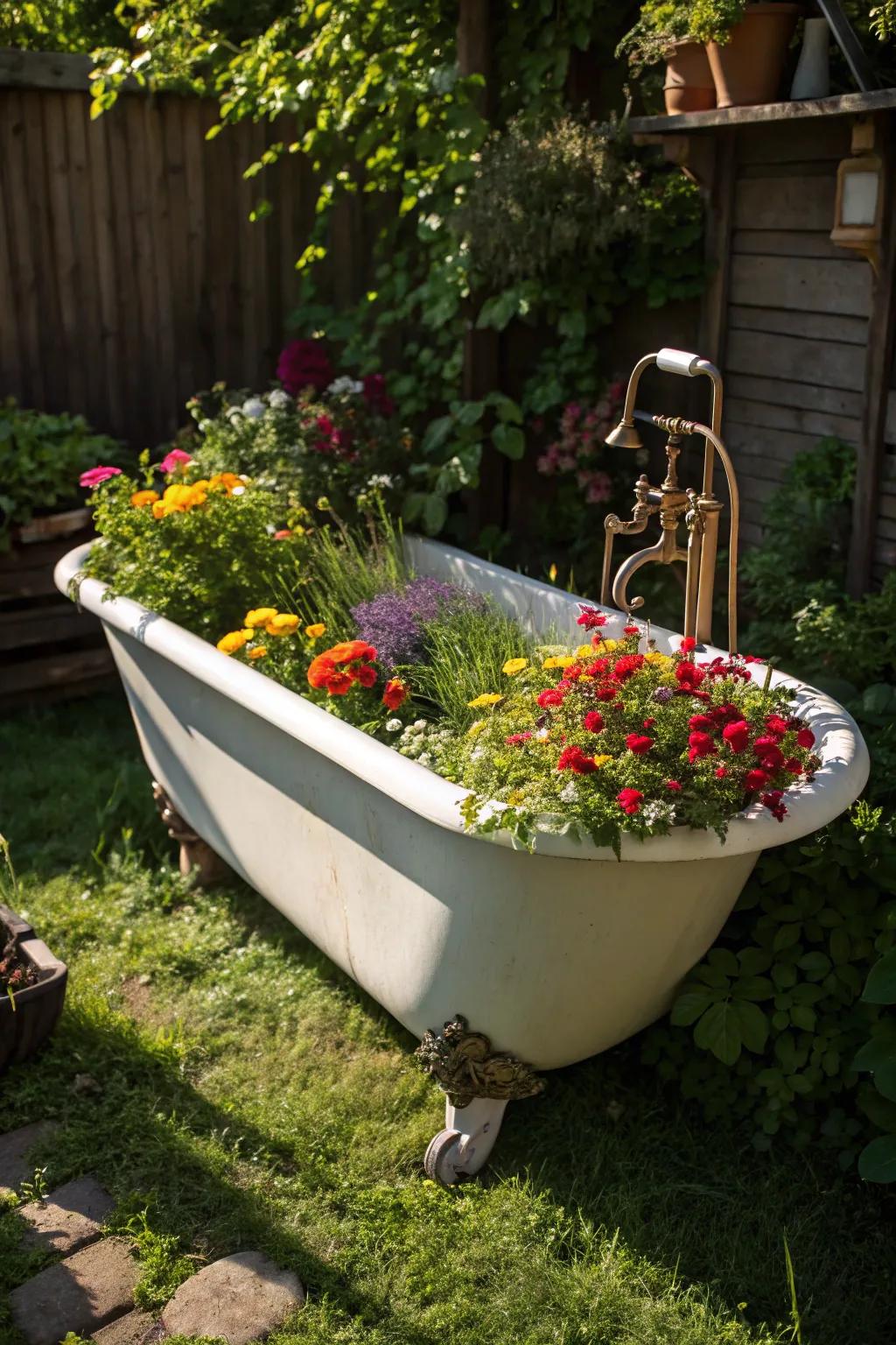 Transform your garden with a quirky, functional twist: the ultimate bathtub garden sink.