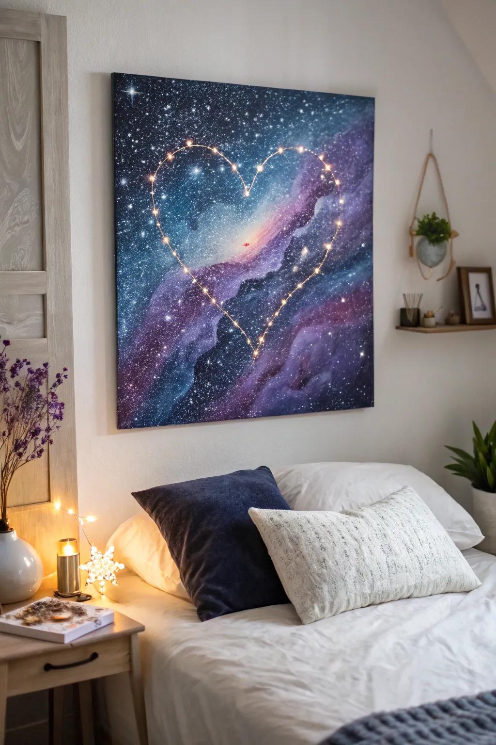 Dream big together with a galaxy of love painting.