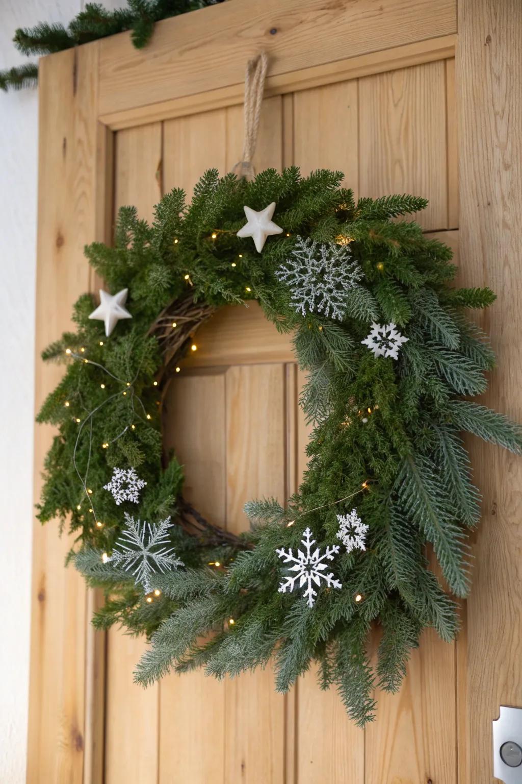 Elevate your holiday decor with a touch of vinyl elegance on a classic Christmas wreath.