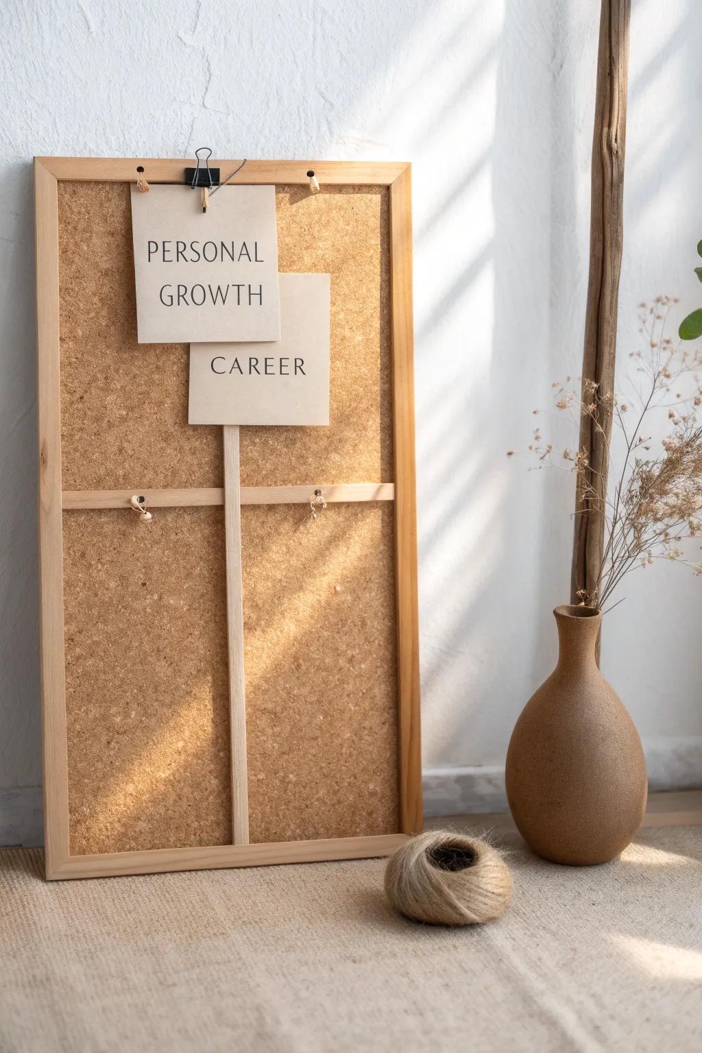 Craft your dreams with elegance and clarity – a minimalist vision board for balanced living.