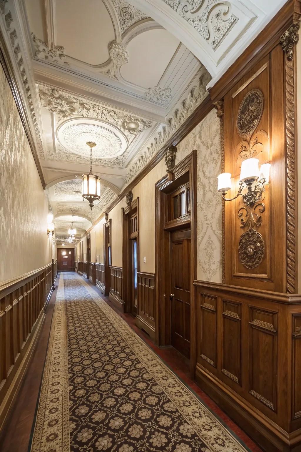 Victorian-style wainscoting brings opulence and detail.