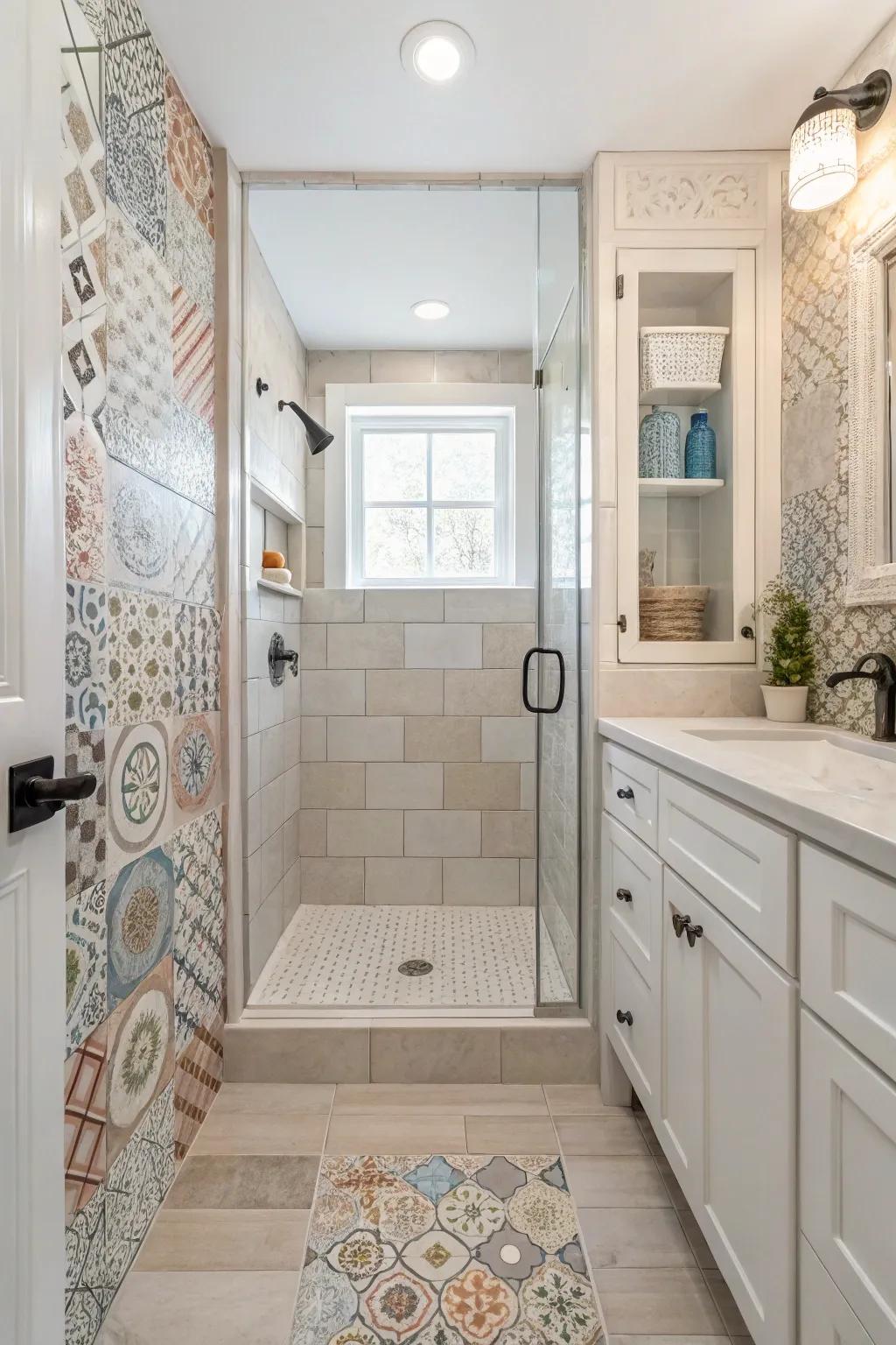 Creative tile choices can add depth and personality to small bathrooms.