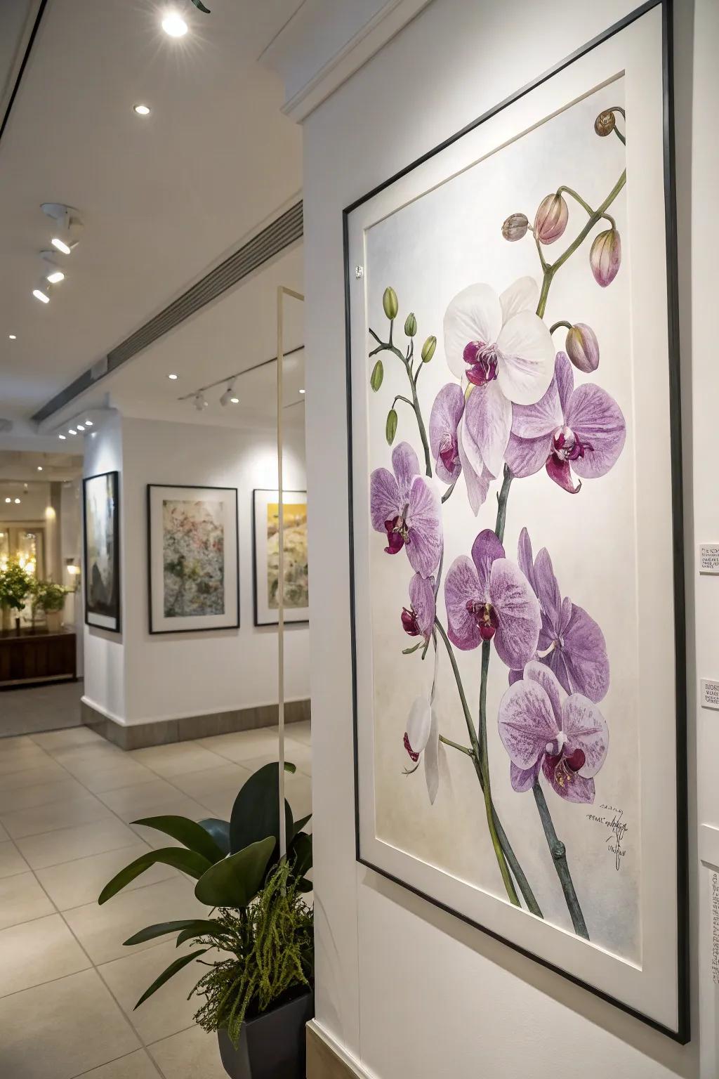 Bring exotic elegance to your space with this captivating orchid painting.