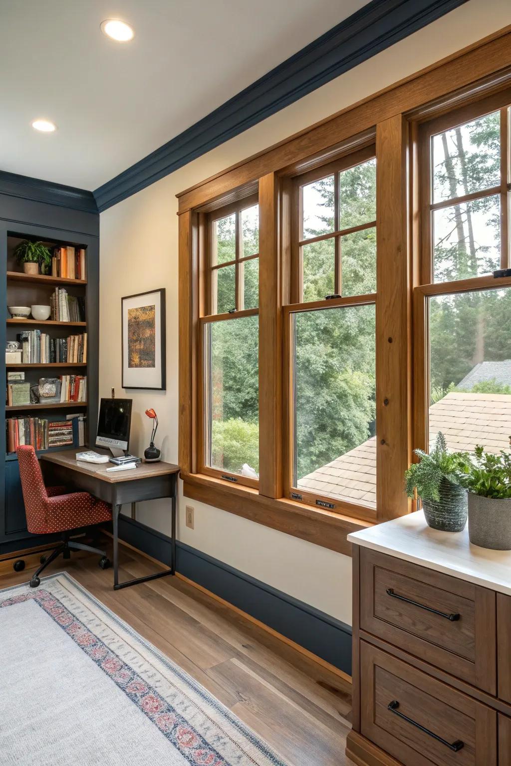 Two-tone trim adds color and depth to your windows.