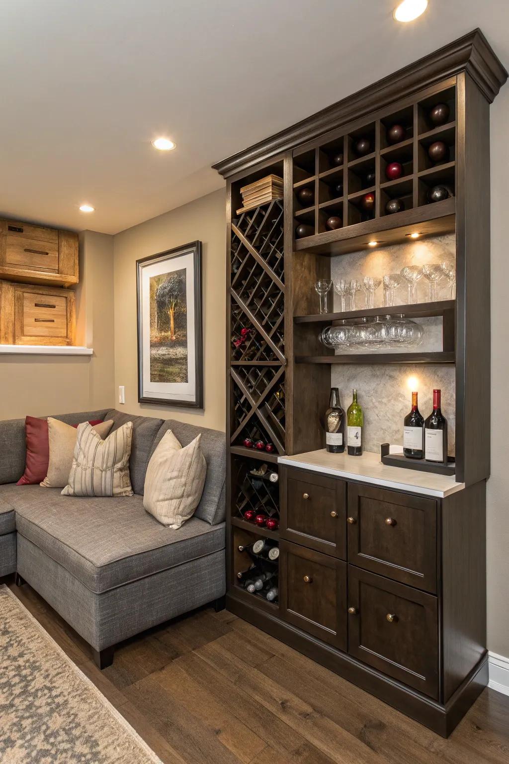 A charming wine nook for small spaces.