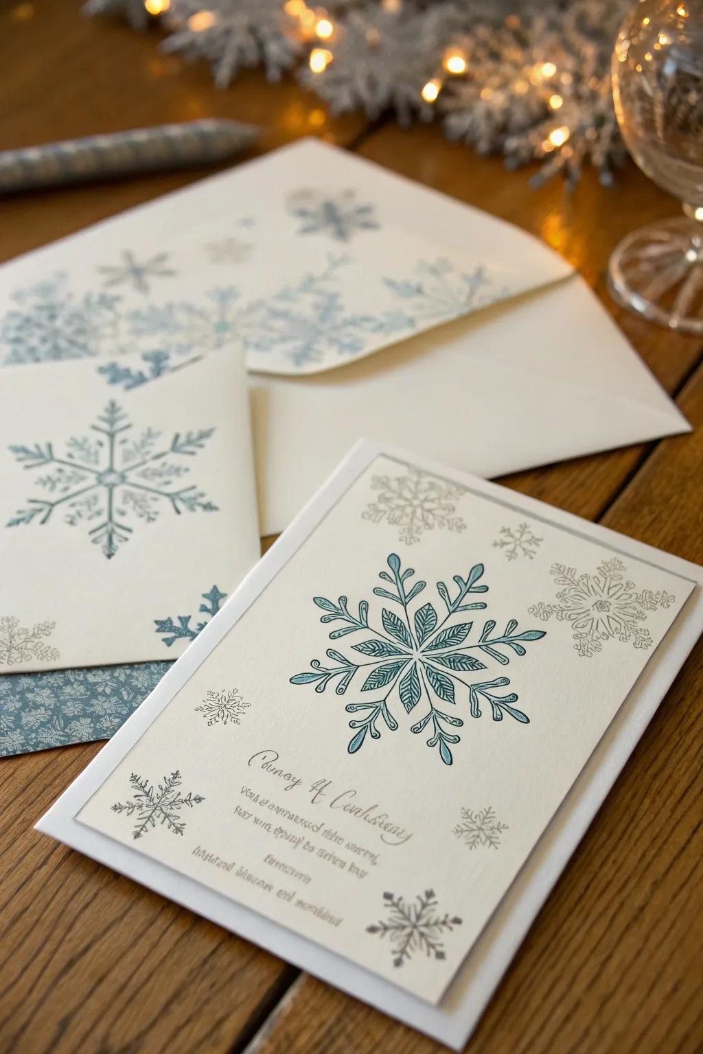 Winter-themed invitations set the stage for a magical celebration.