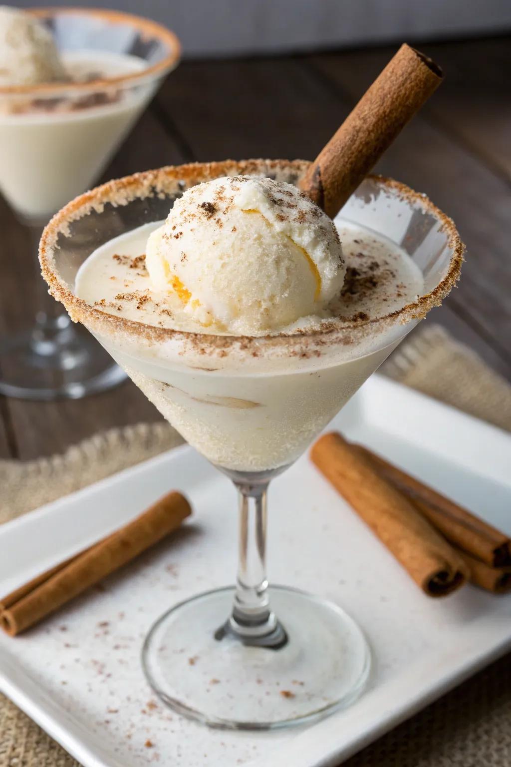 Indulge in a luxurious white chocolate martini.