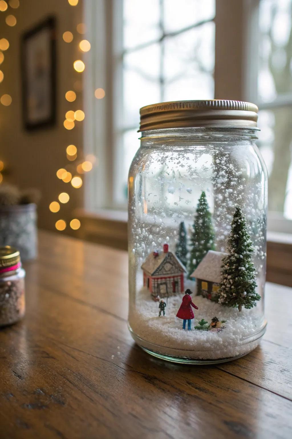 DIY snow globes capture the magic of a winter wonderland.