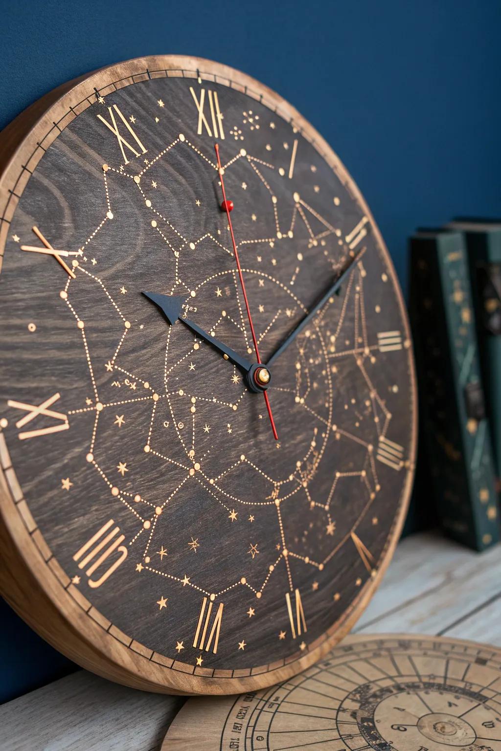 Time meets the cosmos: A handcrafted celestial clock for the ultimate stargazer's delight.