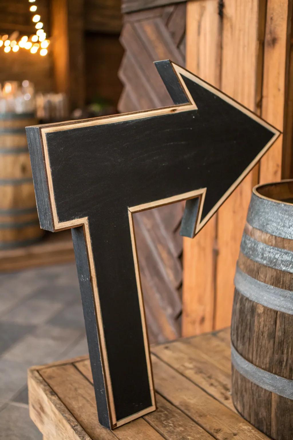 Transform your space with changeable chalkboard arrow signs - where craftsmanship meets creativity.