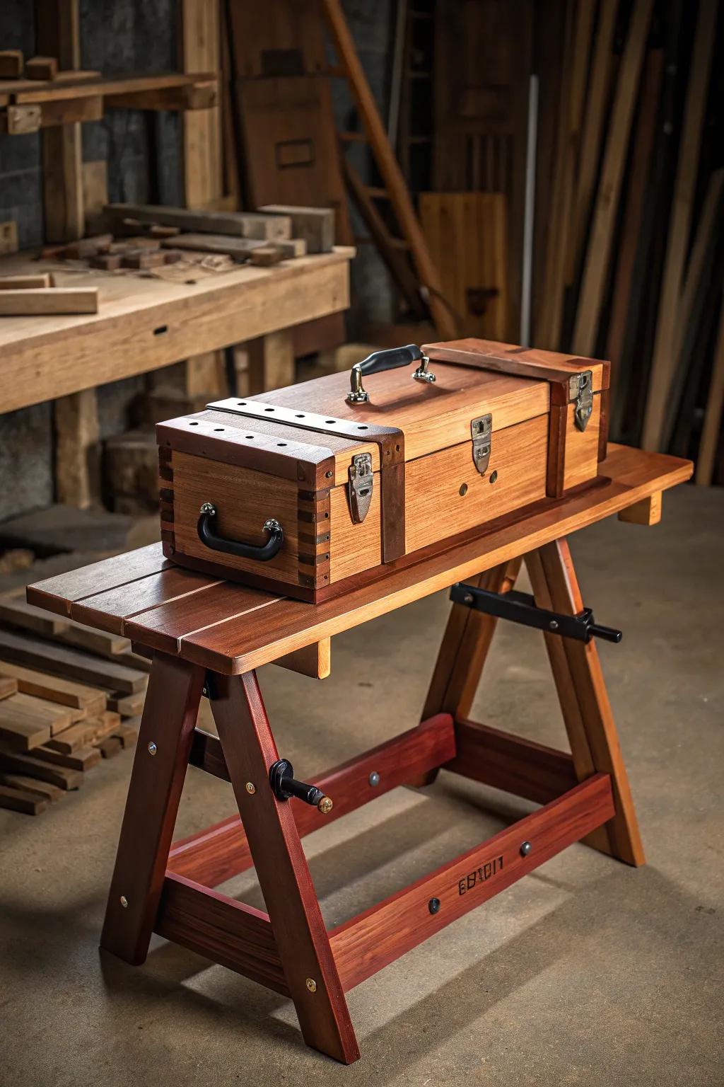 The ultimate gift for the hands-on dad: a beautifully crafted portable workbench that brings versatility and style to any project.