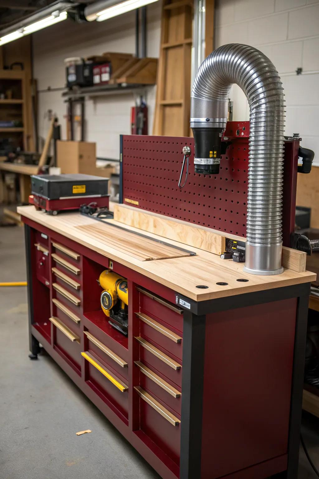 Revolutionize your workspace with a cutting-edge integrated dust collection system—where craftsmanship meets innovation.