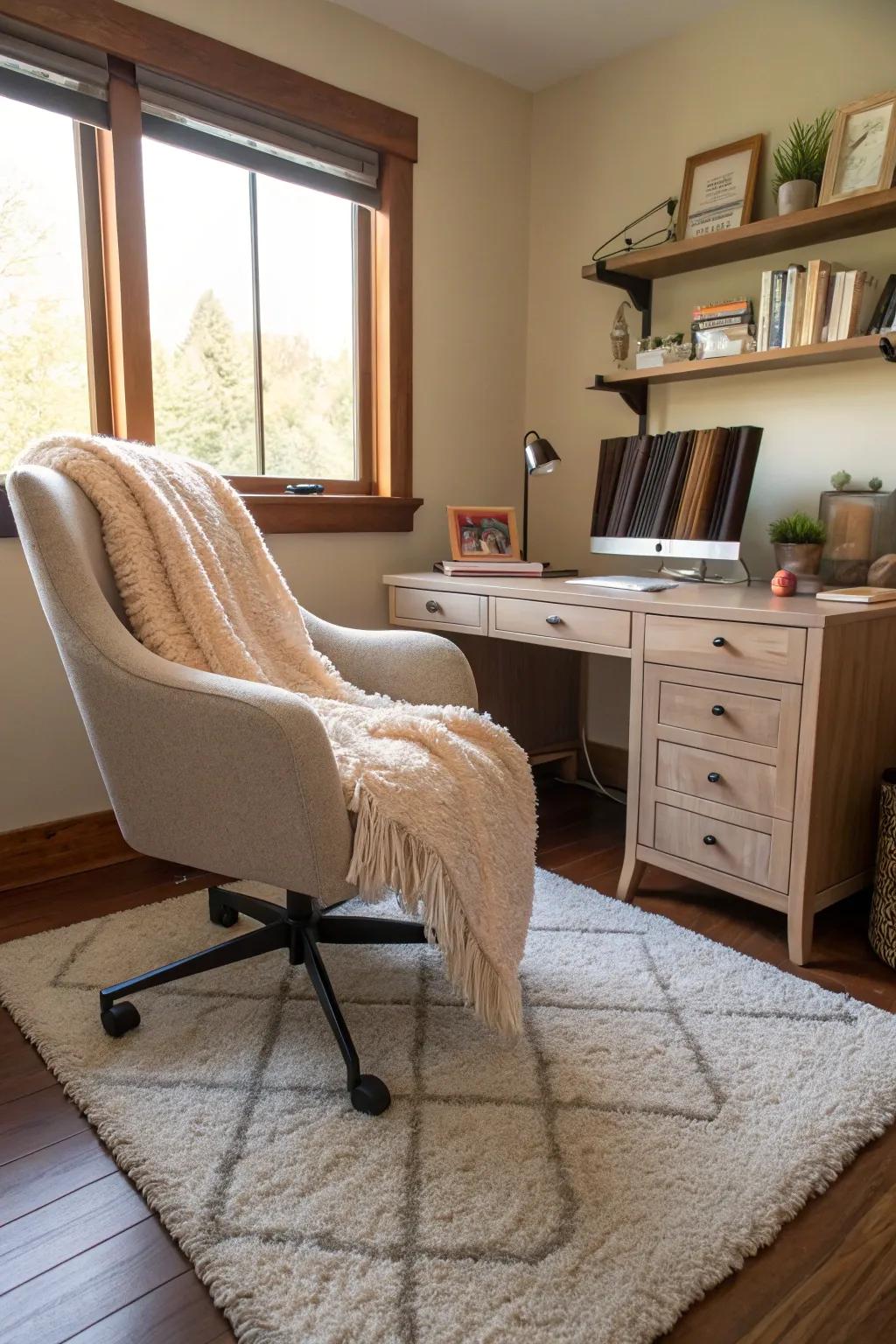 Soft textures add comfort and warmth to your office.