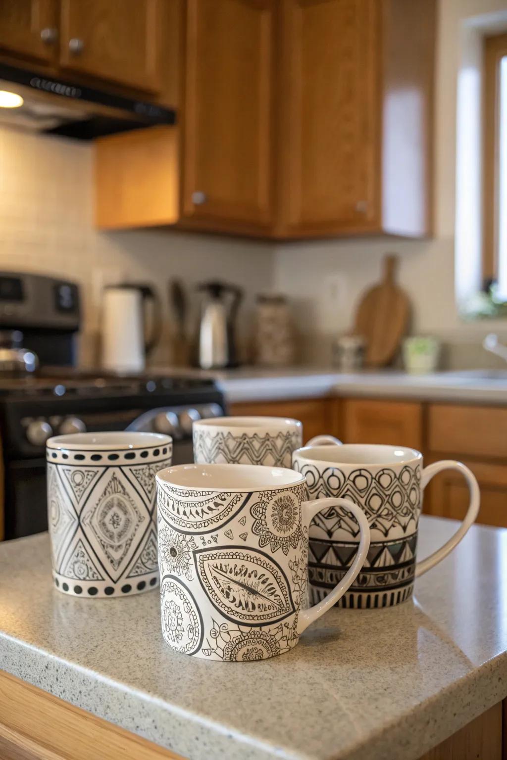 Zentangle mugs add a personal touch to your morning routine.