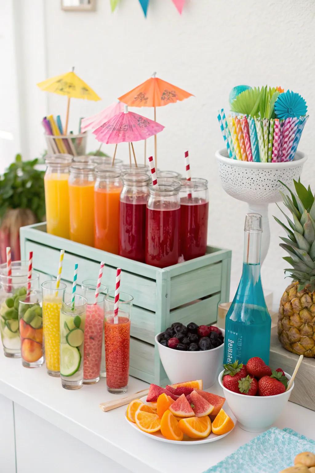 A refreshing mocktail bar, perfect for a creative drink-making party.