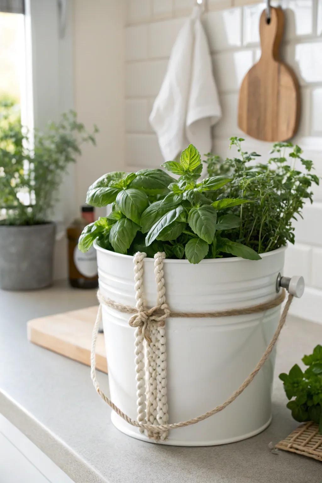 Elevate your kitchen decor with a chic hydroponic herb garden. Fresh herbs, minimalist style.
