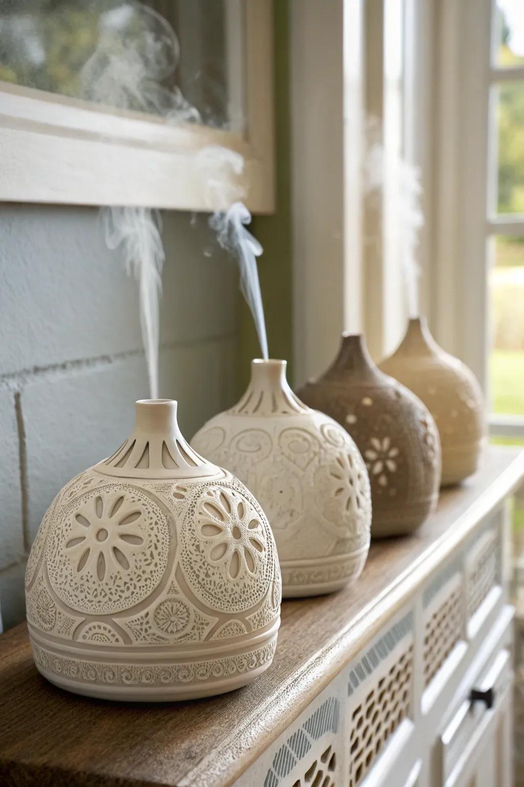 Enhance your home's atmosphere with handcrafted air dry clay diffusers.